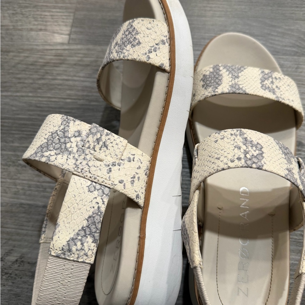 Cole Haan Zerogrand Double Band Cream and Gray Snake Print Sandals - Picture 14 of 14